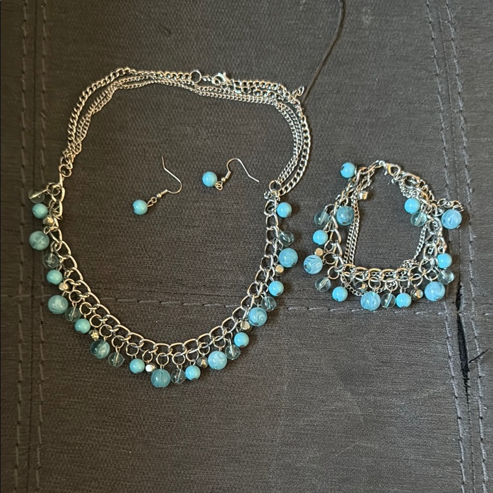 Elegant Silver and Blue Jewelry Set